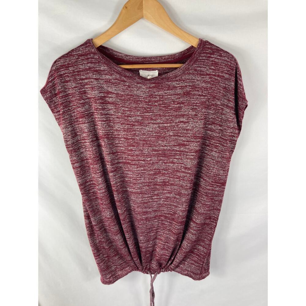 Lou & Grey Heather Purple Cap Sleeve Tie Bottom Blouse Size Small